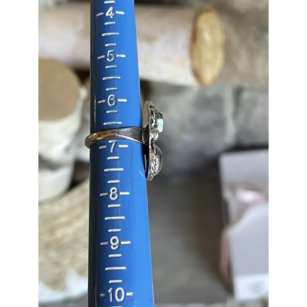 Vintage Navajo Turquoise Sterling Silver Ring Dome Concho Southwest Native 6.75 - Picture 10 of 13